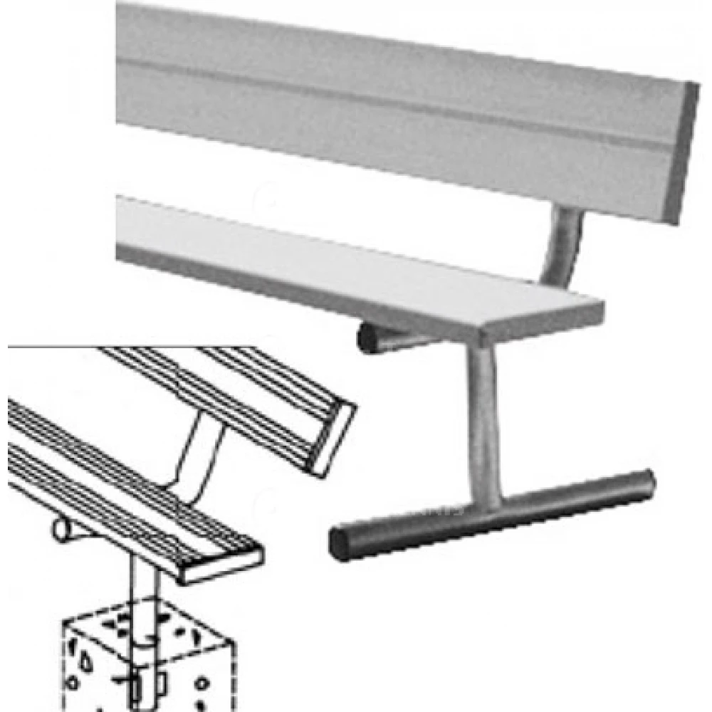 Permanent 21-Foot Bench W/ Back 3 Permanent 21-Foot Bench W/ Back