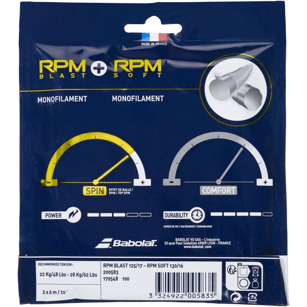 Babolat Hybrid RPM Blast 17g + RPM Soft 16g Tennis String (Set) - Image 2