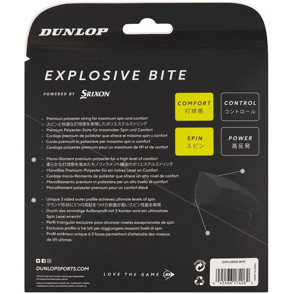 Dunlop Explosive Bite Black 17g Tennis String (Set) - Image 2