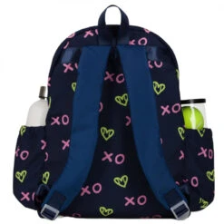 Ame & Lulu Junior Love Tennis Backpack (XO Tennis) -Tennis Pro Shop JLTBP262 ameandlulu jr love tennis backpack XO navy back1 1000 1000