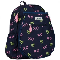 Ame & Lulu Junior Love Tennis Backpack (XO Tennis) -Tennis Pro Shop JLTBP262 ameandlulu jr love tennis backpack XO navy side1 1000 1000