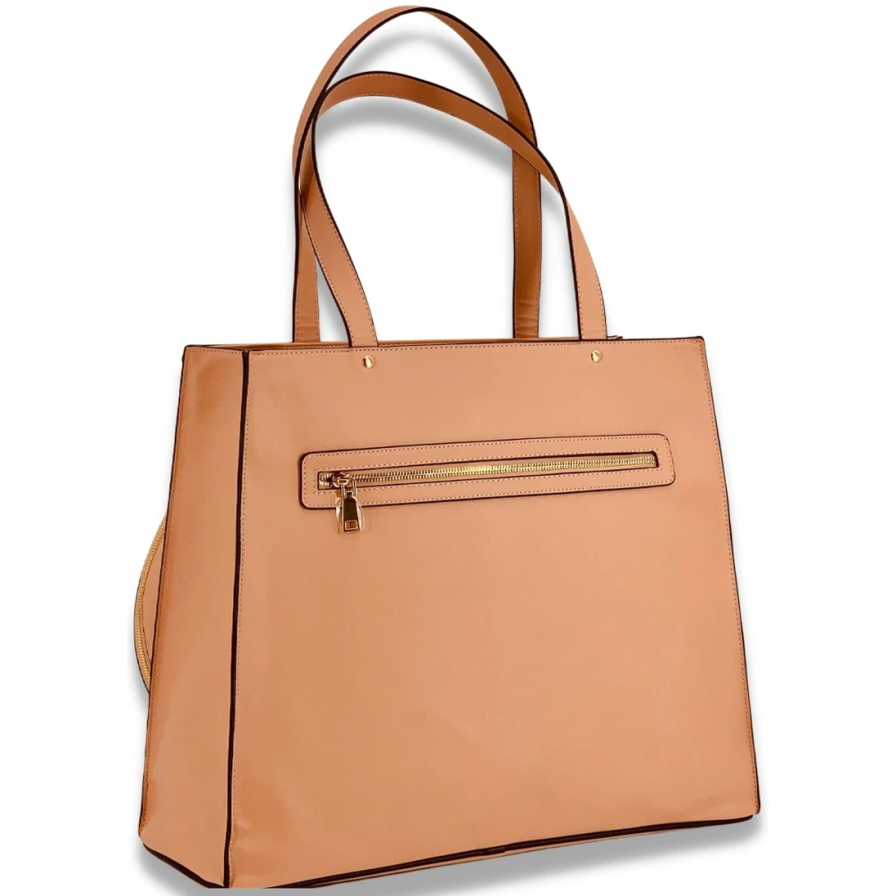 NiceAces Women’s MAYA Handmade Vegan Leather Tennis Tote (Peach) - Image 2