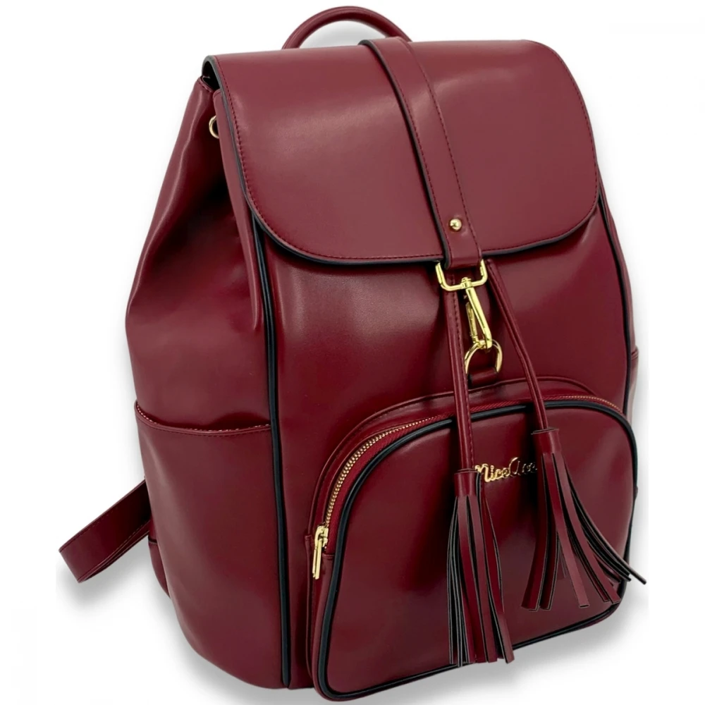 NiceAces Women’s SARA Handmade Vegan Leather Tennis Backpack (Maroon) - Image 2