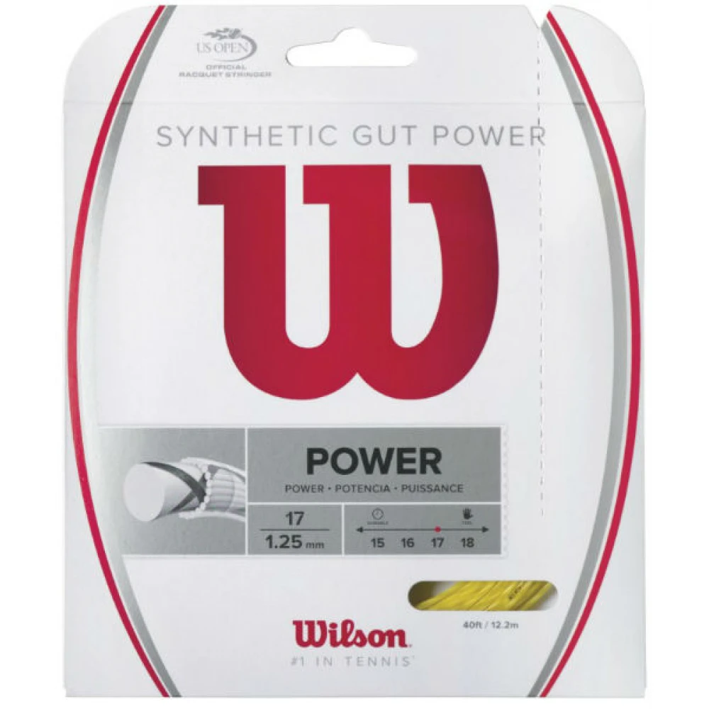 Wilson Synthetic Gut Power 17g Gold Tennis String (Set) 3 Wilson Synthetic Gut Power 17g Gold Tennis String (Set)
