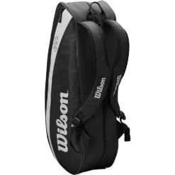 Wilson Federer Team 6 Pack Tennis Bag (Black) -Tennis Pro Shop wr8005701001 wilson federer team 6 racquet tennis bag black 1 1000 1000